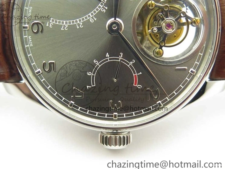 MIROTIME 0701 Lightweight Portuguese Tourbillon IW504602 SS ZF Best Edition Gray Dial on Brown Leather Strap 7177